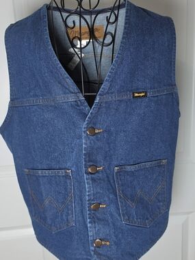 Wrangler Vintage Denim Vest Western Cowboy Medium Cotton Workwear 90s Unisex